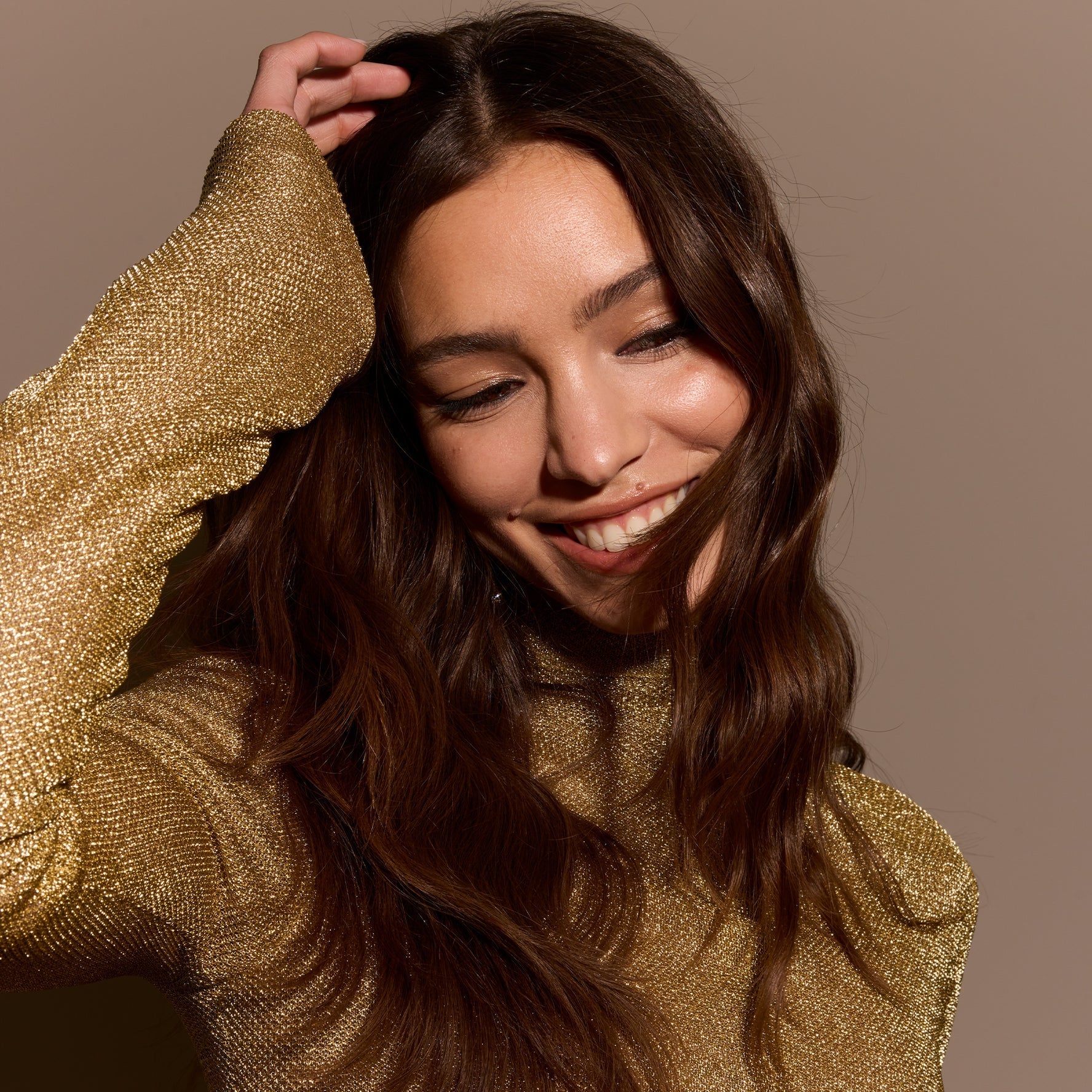 Woman with long brown hair 